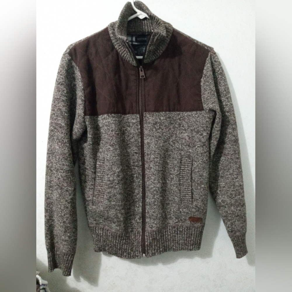 Buffalo David Bitton Mixed Media Full-Zip Knit Jacket - Size Small